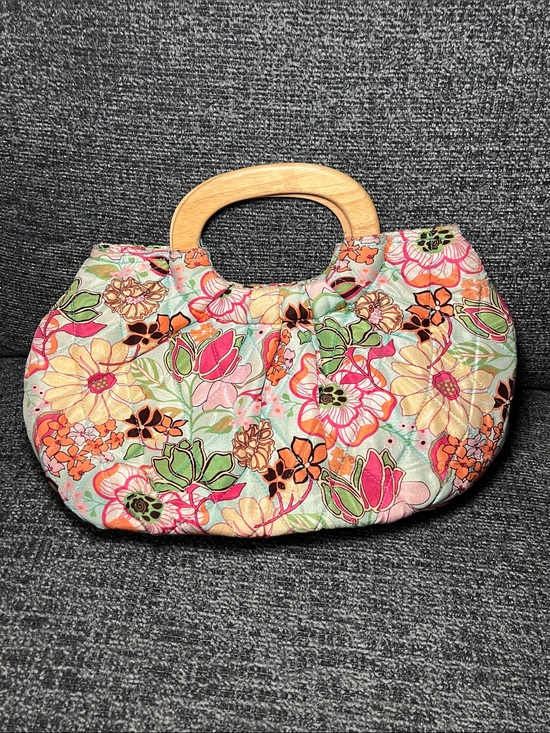Vera Bradley Handbags - Vera Bradley Quilted Floral Clutch with Wooden Handles | Vintage Style Handbag